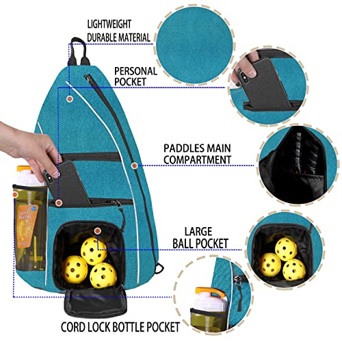Pickleball Bag - Pickleball Bags for Women Men - Pickleball Backpack - Travel Pickleball Paddle Case, Pickle Ball Bag for Pickleball Paddle Tennis Racket, Protable Pickleball Sling Bag - color: Blue-green