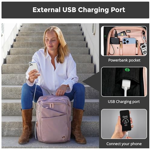 Swissdigital Design Business Laptop Backpack For Women,With USB Charging Port Computer Work Backpack,Fits 15.6 Inch Laptop Compact Travel Casual Backpack,Black | SD1006-01 - color: Black