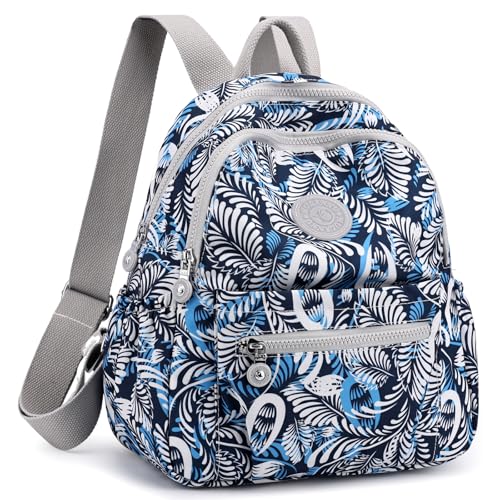 Mini Backpack Purse for Women, Stylish Daypack Shoulder Bag, Small Lightweight Daypack for Work Travle College (B- Leaf Navy) - color: B- Leaf Navy