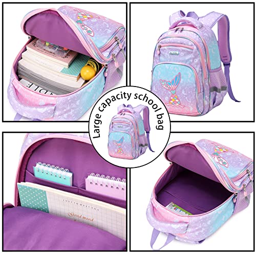 Cusangel Backpack for Girls Boys School Bookbags Kindergarten Elementary Lightweight Waterproof Multifunctional Large Capacity for Backpack (16 inch Fun Prints) - color: Sea Mermaid 16in