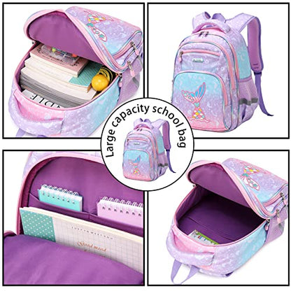 Cusangel Backpack for Girls Boys School Bookbags Kindergarten Elementary Lightweight Waterproof Multifunctional Large Capacity for Backpack (16 inch Fun Prints) - color: Sea Mermaid 16in