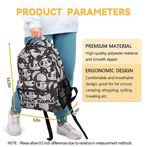 Personalized Panda Backpack for Girls Boys, 16 Inch Panda Theme Bookbag with Adjustable Straps, Durable, Lightweight, School Bag with Large Capacity - color: Panda2-1