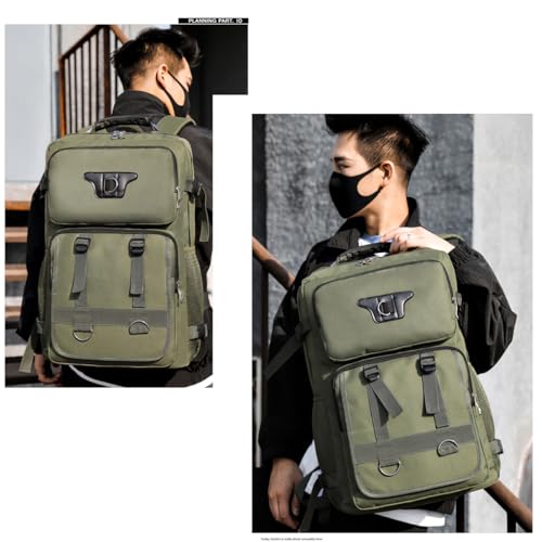 Large Travel Backpack Carry,Camping Hiking Backpack,Water Resistant Outdoor Daypack Travel Bag for Climbing Skiing (Green) - color: Reen