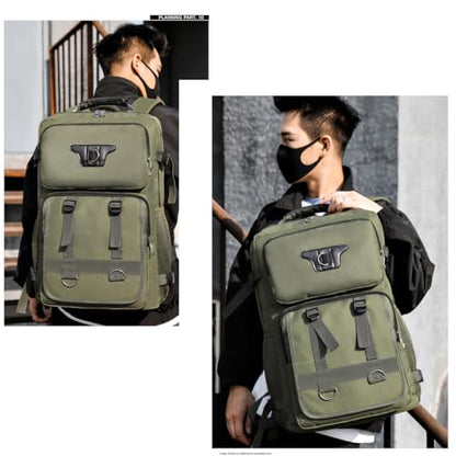 Large Travel Backpack Carry,Camping Hiking Backpack,Water Resistant Outdoor Daypack Travel Bag for Climbing Skiing (Green) - color: Reen