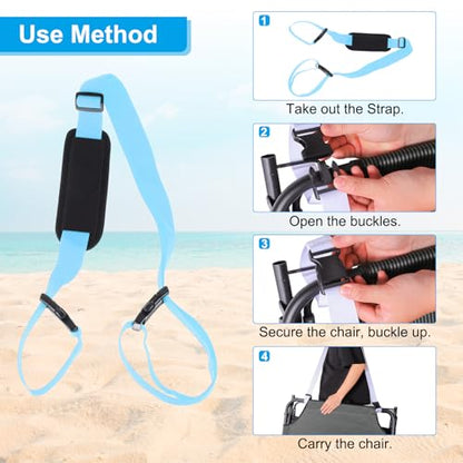 PATIKIL Carrying Beach Chair Straps, Adjustable Beach Chair Straps Shoulder Carrying Straps for Folding Chair Backpack, Blue - color: Blue