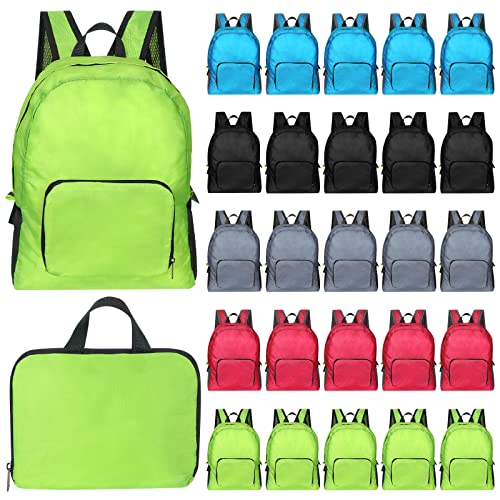 Zhehao 64 Pcs Foldable Lightweight Backpack 15.7 Classic Backpacks in Bulk Foldable Lightweight Backpacks Basic Assorted Colors Bags Bulk Colorful Classic Packbags for Outdoor Travel Supplies - color: 5 Colors
