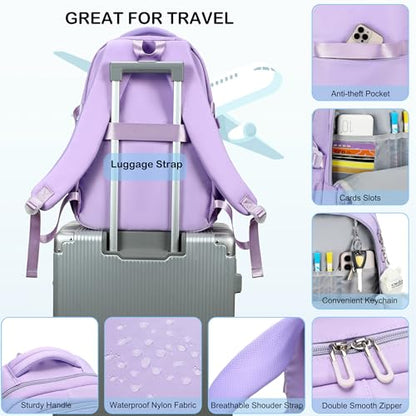 Hidds College Backpack Laptop Backpacks 15.6 Inch for Men Women Elementary Middle High School Book Bag For Teens Girls Boys Student Anti Theft Travel Daypack Large Bookbags-Purple - color: Purple