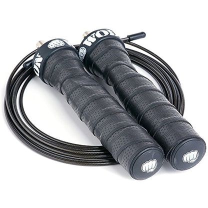 WOD Nation Attack Speed Jump Rope : Adjustable Jumping Ropes : Unique Two Cable Skipping Workout System : One Thick and One Light 11 Foot Cable : Perfect for Double Unders : Men and Women - color: Black