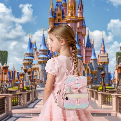 Birthday Gift for 2 3 4 5 6 7 8 9 10 Year old Girls Personalized Initial Mini Backpack Purse for Toddler Kids-Shine-V - color: Shine, style: V