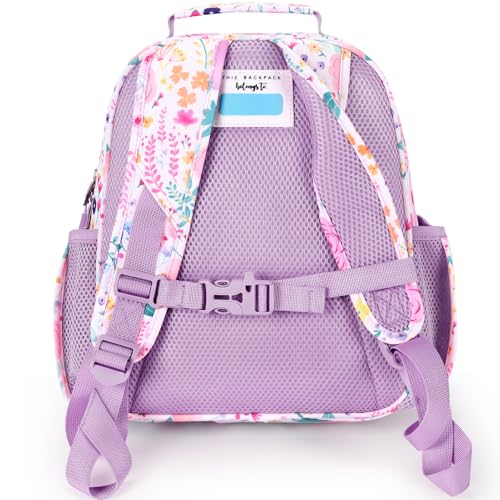 mibasies Toddler Backpacks for Girls 2-4: Little Kid Bookbag for Preschool Prek Daycare Flower Light Purple - color: Flower Light Purple, style: Toddler-12"h(not Fit Folder)