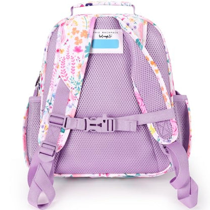 mibasies Toddler Backpacks for Girls 2-4: Little Kid Bookbag for Preschool Prek Daycare Flower Light Purple - color: Flower Light Purple, style: Toddler-12"h(not Fit Folder)