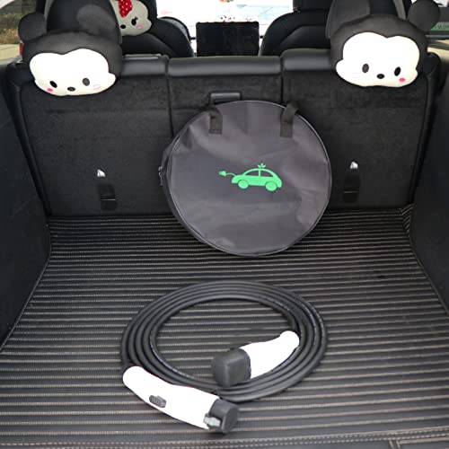 Electric Vehicle Charging Cable Organizer Bag - Heavy Duty Water Resistant Nylon Storage Bag for Jumper Cables, EV Extension Cords, Adapters, RV Sewer Pipe, Tools, Camper and Garden Hoses