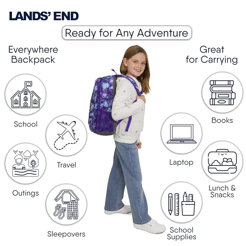 Lands' End Unisex Kids Large ClassMate Lightweight Durable Elementary School Backpack, Plum - color: Plum