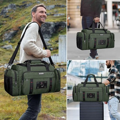 WITZMAN Duffle Bag for Men Large Overnight Carry On Weekender Bag with Shoe Compartment Sports Gym Duffle Bags for Traveling(B719 Army Green) - color: Army Green