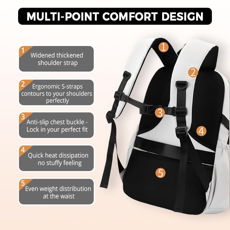 Laptop Backpack Large Cool Aesthetic Waterproof Hiking Travel Backpacks Multiple Pockets Book Bag for College Women Men (Beige) - color: Beige