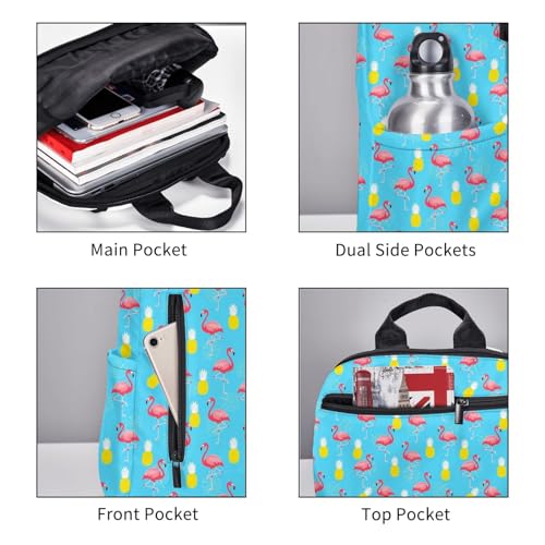 Travel Daypack Flamingo Pineapple Mint Green, Quick-Access Pocket, Side Bottle Holder, for Active Adults - color: Picture (1190)