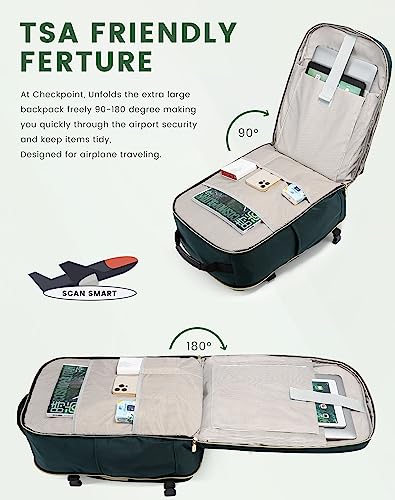 LOVEVOOK 50L Travel Backpack Flight Approved Carry on Backpack,3 Packing Cubes,Waterproof Personal Item Travel Bag,TSA Carry on Luggage Suitcase Travel Essentials,Gifts for Women & Men,fits 18" Laptop - color: Dark Green-black-2, size: X-Large-50L-4Pcs