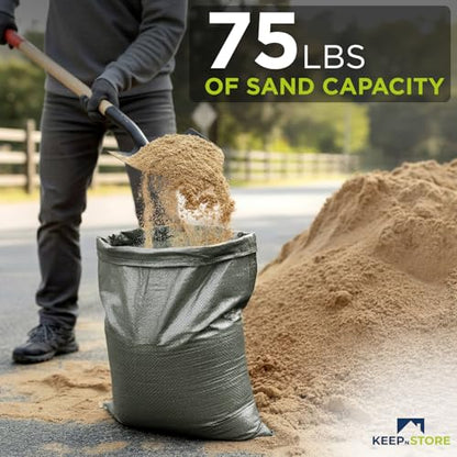 Heavy Duty Sand Bags Pack of 24, Army Green Empty Sandbags with Built-In Ties, Woven Polypropylene UV Protection 1600 Hours, Fillable Bags for Flood Control, Weight, 18x30 inches, 75 Pounds Volume - size: 18"W x 30"L, style: Pack of 24