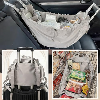 Tote Bag Large Capacity Lightweight Backpack with 15 Pockets Nylon Shoulder Bag for Car Travel Mother Bag - color: Gray