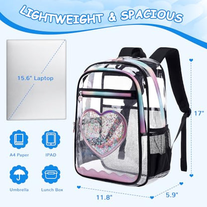 Clear Backpack for girls, 3PCS Heavy Duty Thick TPU Clear Bookbag, Transparent Bookbag Stadium Events, See Through Large Ergonomic Backpack for School Kids Women Travel Security College Concert - color: 3 Pcs Black