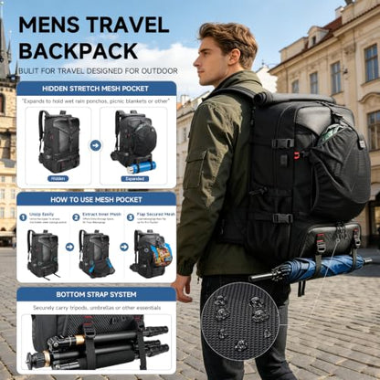SWICKY Carry-on Travel Backpack for Men, Airline Approved Convertible Duffle Backpack with Shoe Compartment & USB Charging Port, Water Resistant 17.3 Inch Laptop Backpack for Travel Gym Camping - color: 82522(black-fits 17.3 Inch Laptop)