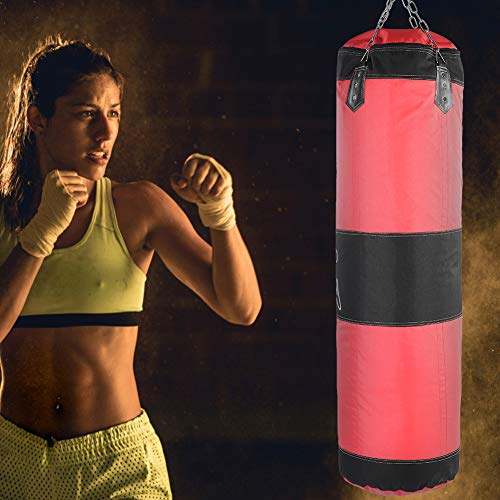 Bnineteenteam Heavy Punching Bag,Training Boxing Bag with Chain for Adults Men Women(Empty) - color: Red, size: 100cm