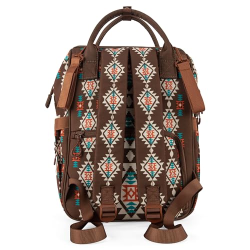 Montana West Wrangler Diaper Bag Backpack Aztec Callie Bag Travel Backpack Purses Western Multi-Function Baby Bags for Mom - color: 3pcs Coffee