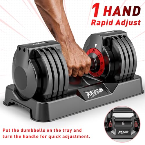 Adjustable Dumbbell Set of 2, 110lbs/50lbs Free Weights Dumbbell Set, 5-in-1/10-in-1 Quick-Lock Hand Weights, 25lbs/55lbs Pair with Anti-Slip Texture Handle, Weight Set For Home Gym Suit both Men and Women - color: Red 25LB Set of 2（Round）5 in 1