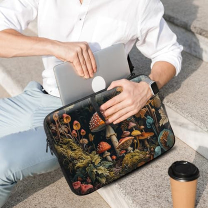 14 15 15.4 15.6 inch Laptop Handle Bag Computer Bag, Pouch Holder Notebook Sleeve Cover Soft Case Compatible for Dell,Lenovo,Toshiba HP, Asus Notebook-All Kinds of Mushrooms - color: All kinds of Mushrooms