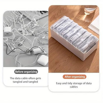 2 Pack 11 Grid Cable Organizer Box with Switch for Desktop Cord Storage