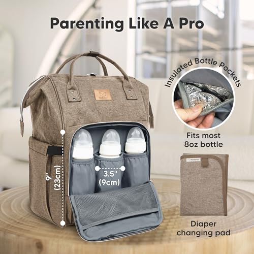 KeaBabies Baby Diaper Bag Backpack - Large Baby Bag for Boys, Girls, Waterproof Multi Function Travel Diaper Backpack with Changing Pad, Durable Travel Essentials for Moms and Dads (Coffee Brown) - color: Coffee Brown