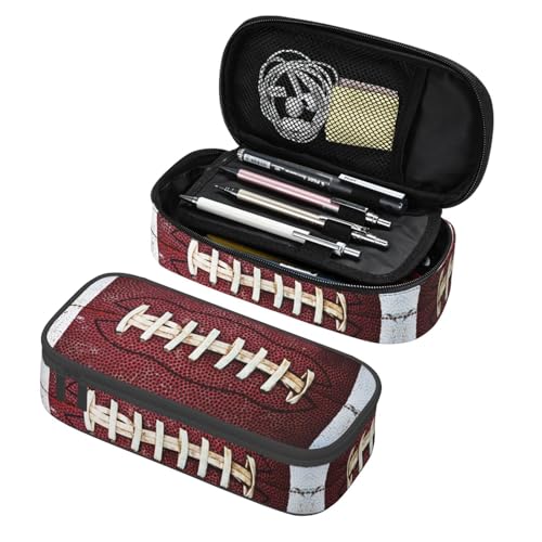 American Football Ball Vintage Theme Pencil Case Storage Pencil Pouch Stationery Bags With Zipper Portable Pen Holder Box Organizer For Boys Teens Student College School Office Supplies - color: American Football Ball Vintage Theme