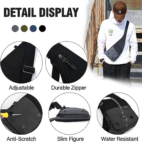 Peicees Water-resist Sling Bag Crossbody Bag for Men Slim Chest Backpack Man Purse Small Shoulder Bag for Travel Hiking - color: Z-blue