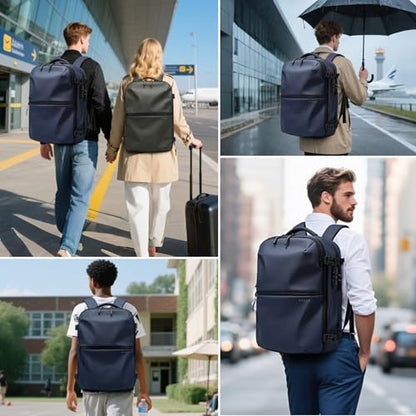 BANGE Travel Backpack with Vacuum Pocket and TSA lock version can hold 15.6 inch Laptop suitable Overnight Flight Approved Anti-theft Bag - color: Blue With Air Pump