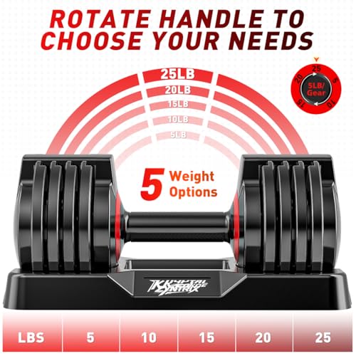 Adjustable Dumbbell Set of 2, 110lbs/50lbs Free Weights Dumbbell Set, 5-in-1/10-in-1 Quick-Lock Hand Weights, 25lbs/55lbs Pair with Anti-Slip Texture Handle, Weight Set For Home Gym Suit both Men and Women - color: Red 25LB Set of 2（Round）5 in 1