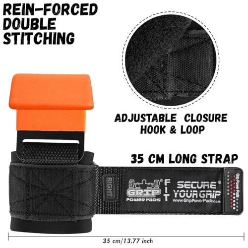 Weight Lifting Rod Hooks Heavy Duty Wrist Wraps Power Weight Lifting Training Gym Grips Straps Set of 2 - color: Orange, size: WOMEN-Wrist Size Small/Medium