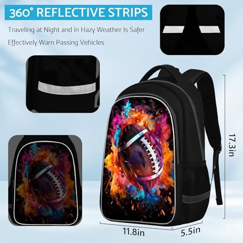 TILYTADLY School Backpack for Boys - American Football Boys Backpack for Kids Children Teens Elementary Middle School - Students Bag for Ages 6-18,17″Bookbag Multifunctional Large Capacity - color: American Football-05-backpack Only