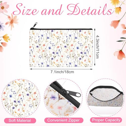 Reginary 20 Pcs Makeup Bags Gifts for Women Canvas Cosmetic Bags with Zipper Bulk Gift for Women Travel Purse Organizer Pouch Accessory, Toiletry Large Capacity, 7 x 4.3 Inch(Floral Prints) - style: Floral Prints