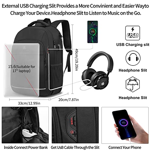 Backpack, Laptop Backpack, Carry on Backpack, Durable TSA Friendly Business Travel 17.3 Inch Laptop Backpack with USB Port, College School Bag Gift for Men Women Teens Bookbag, Black - color: 17.3 Inch-black