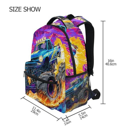 susiyo Monster Truck School Backpack Bookbag Lightweight College Back Pack Travel Camping Casual Daypack for Teens Girls Boys Women Men - color: Monster Truck