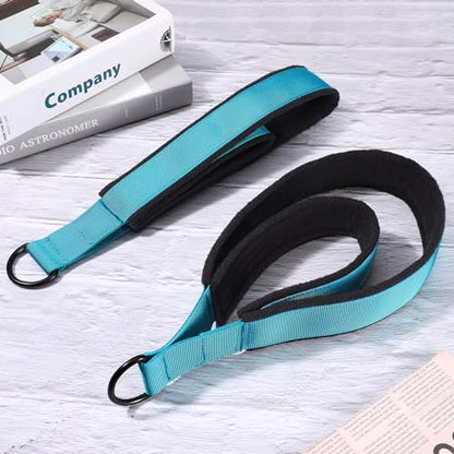 TOBWOLF Pilates Straps - Double Loop D-Ring Straps for Reformer, Padded, Home Gym Workout - color: Blue