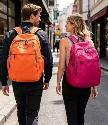 Geboldil Men's and women's lightweight foldable hiking travel backpack, waterproof camping backpack - color: Orange