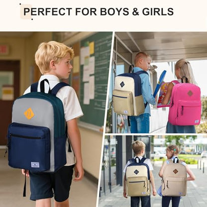 VX VONXURY Backpack for Men Women, Lightweight Kids School Bag, Classic Basic Laptop Bookbag for College Work Travel Hiking - color: Beige