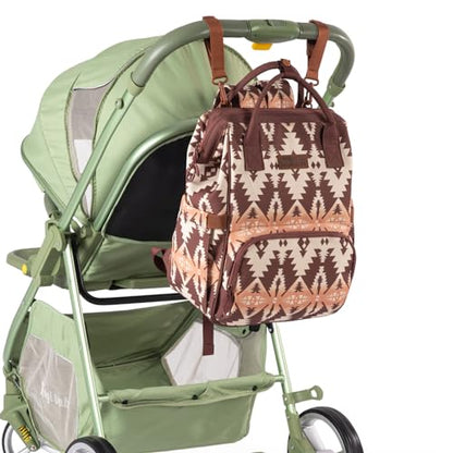 Montana West Wrangler Callie Diaper Bag Backpack with Stroller Straps Multifunction Baby Travel Bag WG2204-9110BR - color: Brown