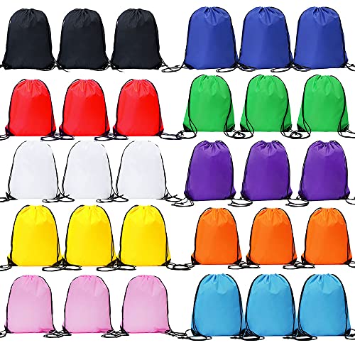 Bulk Drawstring Bags, Polyester Draw String Bags, Gym Sports Cinch Bag Drawstring Backpack for Women Men - color: Multicolor