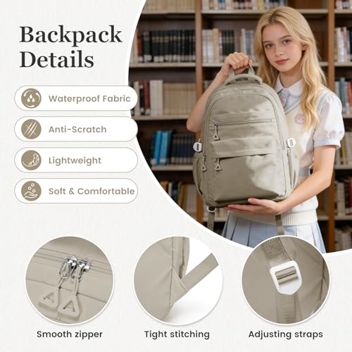 Backpack for College Students Women Men, Aesthetic Backpacks for Middle School, Waterproof Bookbag, Lightweight High School Backpack for Teens Boys Girls(Gray Brown) - color: Gray Brown