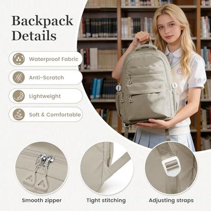 Backpack for College Students Women Men, Aesthetic Backpacks for Middle School, Waterproof Bookbag, Lightweight High School Backpack for Teens Boys Girls(Gray Brown) - color: Gray Brown
