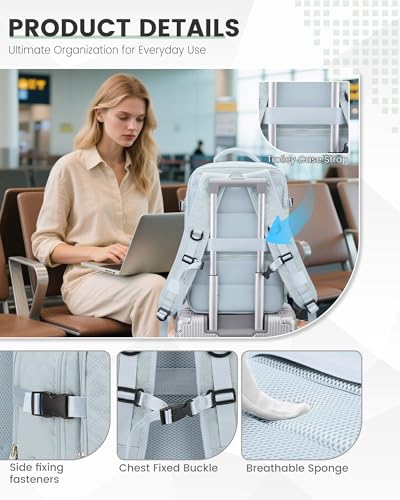 suwasp Vacuum Backpack Travel with Pump, Travel Backpack for Women Men, Vacuum Compression Bags with Laptop Compartment/Shoe Compartment, Personal Item Carry On Backpacks Flight Approved, Light Blue - color: Light Blue (B4), size: Medium