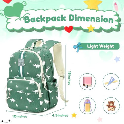 CAMTOP Preschool Backpack for Kids Boys Girls Toddler Backpack Kindergarten School Bookbags for Age 3-8 (Green Dinosaur) - color: Green Dinosaur