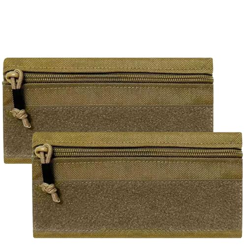 Small Tactical Admin Zipper Pouch with Hook and Loop - color: 2 PACK-TAN